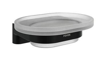 RAVAK CHROME II CR II 200.20BLM mydlovnička, nástenná, sklo, matná čierna