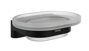 RAVAK CHROME II CR II 200.20BLM mydlovnička, nástenná, sklo, matná čierna