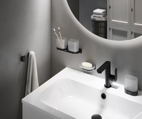 RAVAK CHROME II CR II 200.20BLM mydlovnička, nástenná, sklo, matná čierna X07P1375 Obrázek - fotka