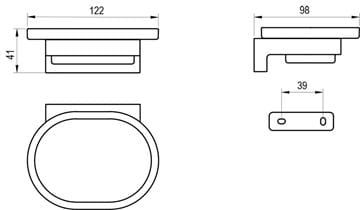 RAVAK CHROME II CR II 200.20BLM mydlovnička, nástenná, sklo, matná čierna X07P1375 Technický nákres