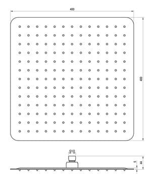 RAVAK 982.02CR horná sprcha 400x400 mm, lesklý chróm X07P666 Technický nákres