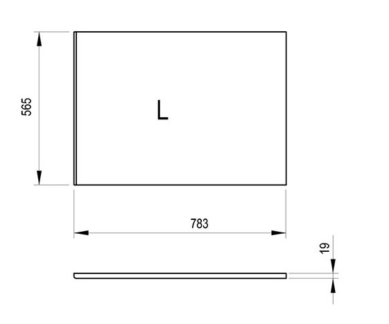 RAVAK bočný panel k vani 78,3x56,5 cm, ľavý X000001062 Technický nákres