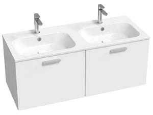 RAVAK SK CHROME II skrinka pod dvojumývadlo 120x49x47 cm, 2 zásuvky, úchytka chróm, lesklá biela