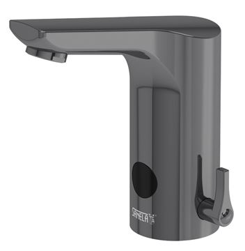 SANELA umývadlová senzorová batéria s reguláciou teploty, napájanie zo siete, Bluetooth, metal grey