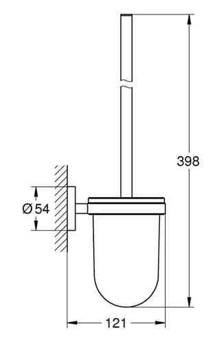GROHE ESSENTIALS WC kefa, nástenná, sklo, warm sunset 40374DA1 Technický nákres