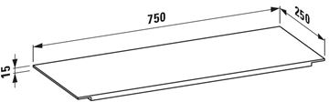 KARTELL BY LAUFEN polica 750 mm, na vaňu, smoky grey H3853320850001 Technický nákres