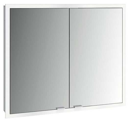 EMCO PRIME SLIM zrkadlová skrinka vstavaná 80x70x14, 4 cm, osvetlenie s reguláciou stmievania a teploty svetla, s vypínačom a el. zásuvkou, hliník, zadná stena zrkadlo  949708204 Obrázek - Hlavní obrázek