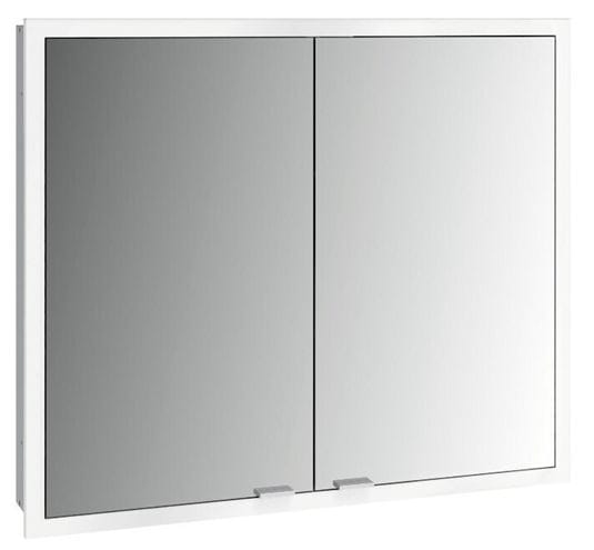 EMCO PRIME SLIM zrkadlová skrinka vstavaná 80x70x14, 4 cm, osvetlenie s reguláciou stmievania a teploty svetla, s vypínačom a el. zásuvkou, hliník, zadná stena biele sklo  949708304 Obrázek - Hlavní obrázek