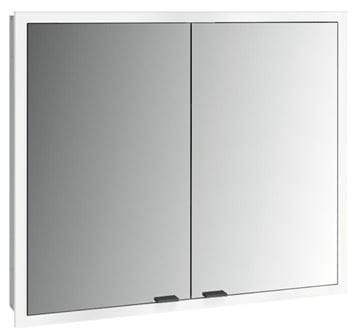 EMCO PRIME SLIM zrkadlová skrinka vstavaná 80x70x14, 4 cm, osvetlenie s reguláciou stmievania a teploty svetla, s vypínačom a el. zásuvkou, čierna, zadná stena zrkadlo