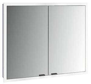 EMCO PRIME SLIM zrkadlová skrinka vstavaná 80x70x14, 4 cm, osvetlenie s reguláciou stmievania a teploty svetla, s vypínačom a el. zásuvkou, čierna, zadná stena zrkadlo