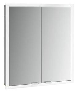 EMCO PRIME SLIM zrkadlová skrinka vstavaná 60x70x14, 4 cm, osvetlenie s reguláciou stmievania a teploty svetla, s vypínačom a el. zásuvkou, hliník, zadná stena zrkadlo
