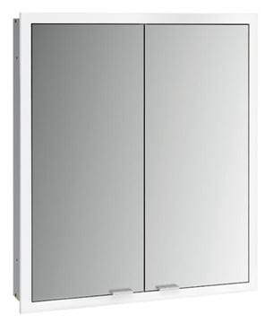 EMCO PRIME SLIM zrkadlová skrinka vstavaná 60x70x14, 4 cm, osvetlenie s reguláciou stmievania a teploty svetla, s vypínačom a el. zásuvkou, hliník, zadná stena zrkadlo
