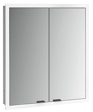 EMCO PRIME SLIM zrkadlová skrinka vstavaná 60x70x14, 4 cm, osvetlenie s reguláciou stmievania a teploty svetla, s vypínačom a el. zásuvkou, čierna, zadná stena zrkadlo
