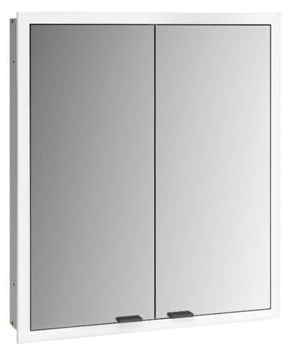 EMCO PRIME SLIM zrkadlová skrinka vstavaná 60x70x14, 4 cm, osvetlenie s reguláciou stmievania a teploty svetla, s vypínačom a el. zásuvkou, čierna, zadná stena biele sklo 949713603 Obrázek - Hlavní obrázek