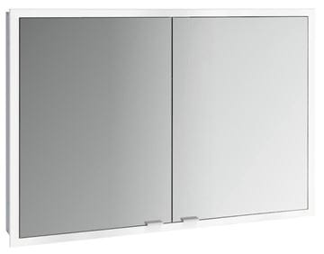 EMCO PRIME SLIM zrkadlová skrinka vstavaná 100x70x14, 4 cm, osvetlenie s reguláciou stmievania a teploty svetla, s vypínačom a el. zásuvkou, hliník, zadná stena zrkadlo