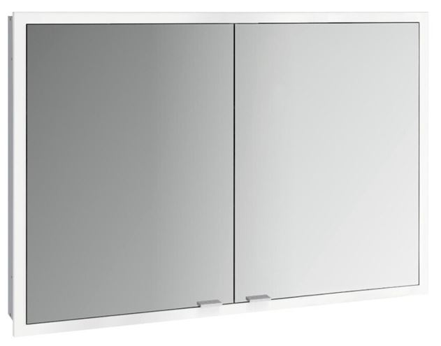 EMCO PRIME SLIM zrkadlová skrinka vstavaná 100x70x14, 4 cm, osvetlenie s reguláciou stmievania a teploty svetla, s vypínačom a el. zásuvkou, hliník, zadná stena zrkadlo 949708205 Obrázek - Hlavní obrázek