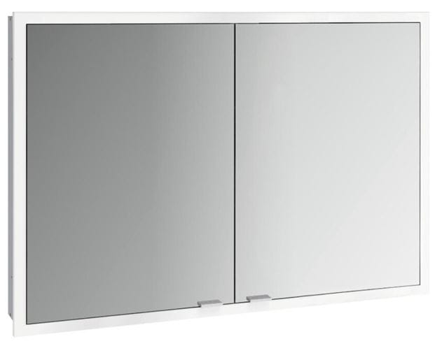 EMCO PRIME SLIM zrkadlová skrinka vstavaná 100x70x14, 4 cm, osvetlenie s reguláciou stmievania a teploty svetla, s vypínačom a el. zásuvkou, hliník, zadná stena biele sklo  949708305 Obrázek - Hlavní obrázek