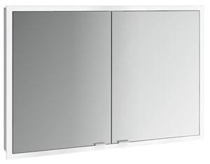 EMCO PRIME SLIM zrkadlová skrinka vstavaná 100x70x14, 4 cm, osvetlenie s reguláciou stmievania a teploty svetla, s vypínačom a el. zásuvkou, hliník, zadná stena biele sklo 