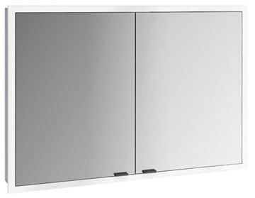 EMCO PRIME SLIM zrkadlová skrinka vstavaná 100x70x14, 4 cm, osvetlenie s reguláciou stmievania a teploty svetla, s vypínačom a el. zásuvkou, čierna, zadná stena zrkadlo