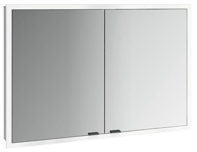 EMCO PRIME SLIM zrkadlová skrinka vstavaná 100x70x14, 4 cm, osvetlenie s reguláciou stmievania a teploty svetla, s vypínačom a el. zásuvkou, čierna, zadná stena biele sklo  949713605 Obrázek - Hlavní obrázek