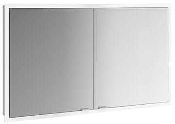 EMCO PRIME SLIM zrkadlová skrinka vstavaná 120x70x14, 4 cm, osvetlenie s reguláciou stmievania a teploty svetla, s vypínačom a el. zásuvkou, hliník, zadná stena zrkadlo