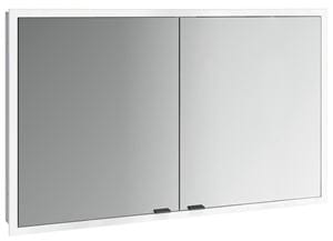 EMCO PRIME SLIM zrkadlová skrinka vstavaná 120x70x14, 4 cm, osvetlenie s reguláciou stmievania a teploty svetla, s vypínačom a el. zásuvkou, čierna, zadná stena biele sklo 