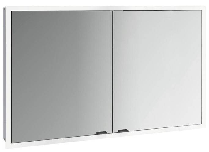 EMCO PRIME SLIM zrkadlová skrinka vstavaná 120x70x14, 4 cm, osvetlenie s reguláciou stmievania a teploty svetla, s vypínačom a el. zásuvkou, čierna, zadná stena biele sklo  949713606 Obrázek - Hlavní obrázek