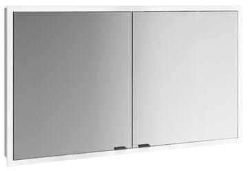 EMCO PRIME SLIM zrkadlová skrinka vstavaná 130x70x14, 4 cm, osvetlenie s reguláciou stmievania a teploty svetla, s vypínačom a el. zásuvkou, čierna, zadná stena zrkadlo