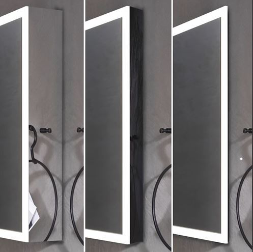 EMCO PRIME SLIM zrkadlová skrinka vstavaná 130x70x14, 4 cm, osvetlenie s reguláciou stmievania a teploty svetla, s vypínačom a el. zásuvkou, čierna, zadná stena zrkadlo 949713507 Obrázek - fotka