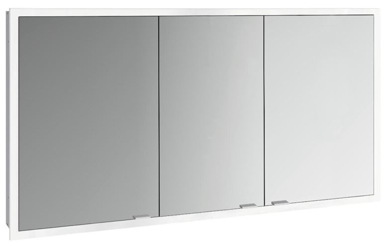 EMCO PRIME SLIM zrkadlová skrinka vstavaná 140x70x14, 4 cm, osvetlenie s reguláciou stmievania a teploty svetla, s vypínačom a el. zásuvkou, hliník, zadná stena biele sklo  949708308 Obrázek - Hlavní obrázek