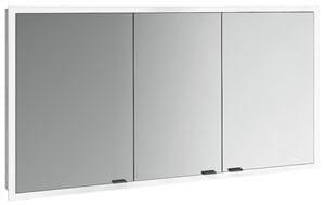 EMCO PRIME SLIM zrkadlová skrinka vstavaná 140x70x14, 4 cm, osvetlenie s reguláciou stmievania a teploty svetla, s vypínačom a el. zásuvkou, čierna, zadná stena biele sklo
