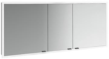 EMCO PRIME SLIM zrkadlová skrinka vstavaná 160x70x14, 4 cm, osvetlenie s reguláciou stmievania a teploty svetla, s vypínačom a el. zásuvkou, čierna, zadná stena biele sklo 