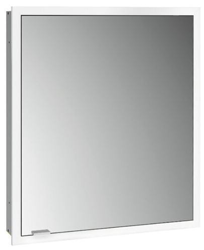EMCO PRIME SLIM zrkadlová skrinka vstavaná 60x70x14, 4 cm, osvetlenie s reguláciou stmievania a teploty svetla, s vypínačom a el. zásuvkou, pánty vpravo, hliník, zadná stena biele sklo  949708302 Obrázek - Hlavní obrázek