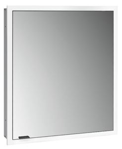 EMCO PRIME SLIM zrkadlová skrinka vstavaná 60x70x14, 4 cm, osvetlenie s reguláciou stmievania a teploty svetla, s vypínačom a el. zásuvkou, pánty vpravo, čierna, zadná stena zrkadlo