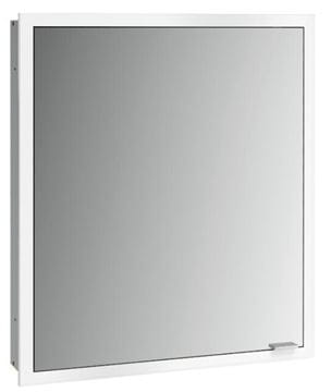 EMCO PRIME SLIM zrkadlová skrinka vstavaná 60x70x14, 4 cm, osvetlenie s reguláciou stmievania a teploty svetla, s vypínačom a el. zásuvkou, pánty vľavo, hliník, zadná stena zrkadlo