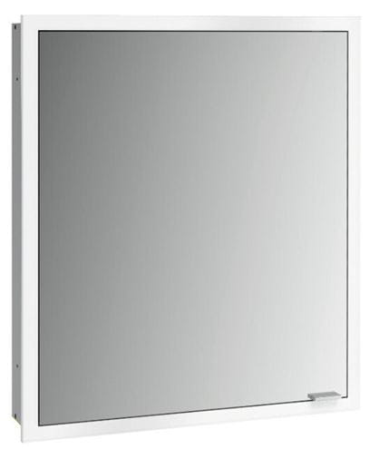 EMCO PRIME SLIM zrkadlová skrinka vstavaná 60x70x14, 4 cm, osvetlenie s reguláciou stmievania a teploty svetla, s vypínačom a el. zásuvkou, pánty vľavo, hliník, zadná stena biele sklo  949708301 Obrázek - Hlavní obrázek