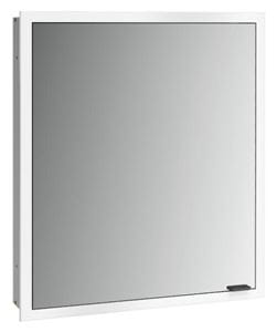 EMCO PRIME SLIM zrkadlová skrinka vstavaná 60x70x14, 4 cm, osvetlenie s reguláciou stmievania a teploty svetla, s vypínačom a el. zásuvkou, pánty vľavo, čierna, zadná stena zrkadlo