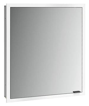 EMCO PRIME SLIM zrkadlová skrinka vstavaná 60x70x14, 4 cm, osvetlenie s reguláciou stmievania a teploty svetla, s vypínačom a el. zásuvkou, pánty vľavo, čierna, zadná stena zrkadlo