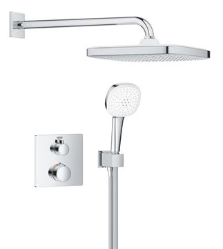 GROHE GROHTHERM sprchový set s podomietkovou termostatickou batériou, horná sprcha, ručná sprcha s 2 prúdmi, hadica, držiak, chróm