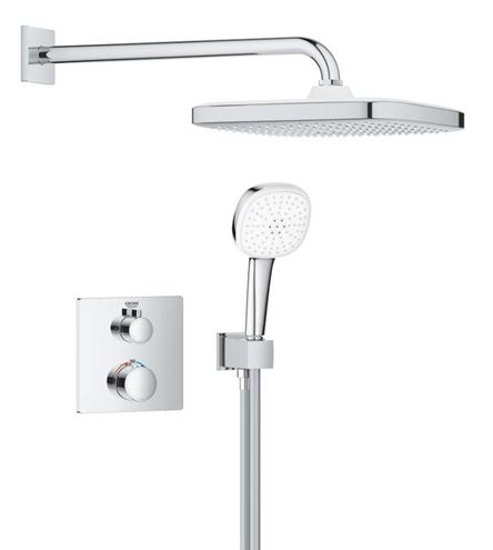 GROHE GROHTHERM sprchový set s podomietkovou termostatickou batériou, horná sprcha, ručná sprcha s 2 prúdmi, hadica, držiak, chróm 1039950000 Obrázek - Hlavní obrázek