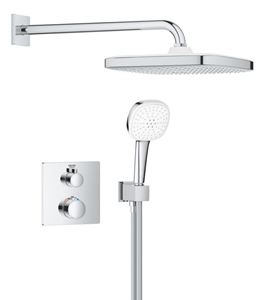 GROHE GROHTHERM sprchový set s podomietkovou termostatickou batériou, horná sprcha, ručná sprcha s 2 prúdmi, hadica, držiak, chróm