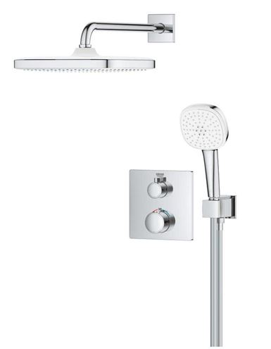 GROHE GROHTHERM sprchový set s podomietkovou termostatickou batériou, horná sprcha, ručná sprcha s 2 prúdmi, hadica, držiak, chróm 1039950000 Obrázek - fotka
