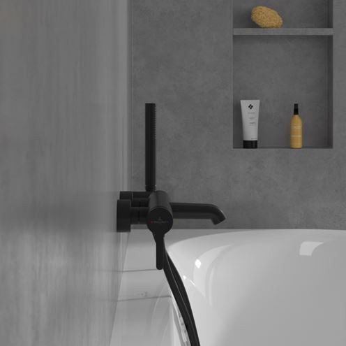 VILLEROY & BOCH SKYLA vaňová nástenná batéria, s prepínačom, matná čierna TVS116003000K5 Obrázek - fotka