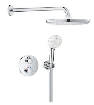 GROHE GROHTHERM sprchový set s podomietkovou termostatickou batériou, horná sprcha, ručná sprcha s 2 prúdmi, hadica, držiak, chróm