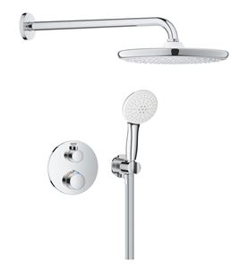 GROHE GROHTHERM sprchový set s podomietkovou termostatickou batériou, horná sprcha, ručná sprcha s 2 prúdmi, hadica, držiak, chróm