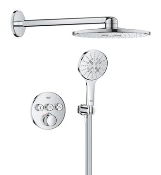 GROHE GROHTHERM SMARTCONTROL sprchový set s podomietkovou termostatickou batériou, horná sprcha, ručná sprcha s 3 prúdmi, hadica, držiak, chróm