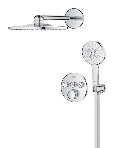 GROHE GROHTHERM SMARTCONTROL sprchový set s podomietkovou termostatickou batériou, horná sprcha, ručná sprcha s 3 prúdmi, hadica, držiak, chróm 1039970000 Obrázek - fotka