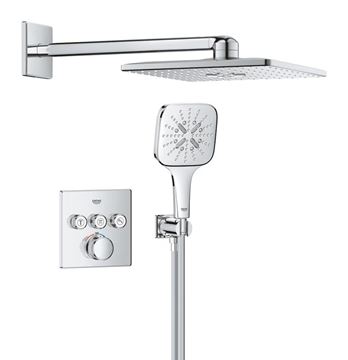 GROHE GROHTHERM SMARTCONTROL sprchový set s podomietkovou termostatickou batériou, horná sprcha, ručná sprcha s 3 prúdmi, hadica, držiak, chróm