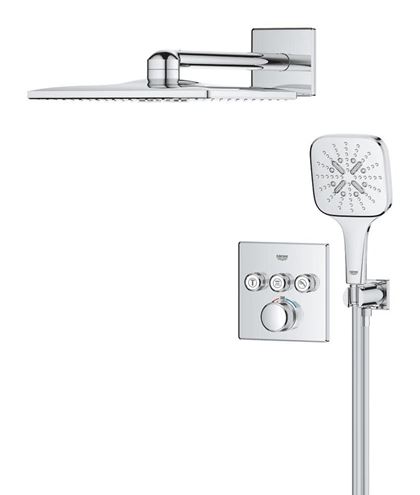 GROHE GROHTHERM SMARTCONTROL sprchový set s podomietkovou termostatickou batériou, horná sprcha, ručná sprcha s 3 prúdmi, hadica, držiak, chróm 1039980000 Obrázek - fotka