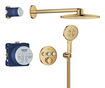 GROHE GROHTHERM SMARTCONTROL sprchový set s podomietkovou termostatickou batériou, horná sprcha, ručná sprcha s 3 prúdmi, hadica, držiak, Water Saving, cool sunrise